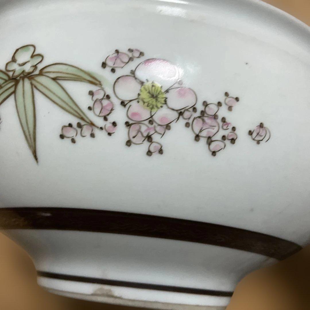 九谷、明治時代の手描きの鳳凰と祥瑞の磁器鉢、ニュウあり