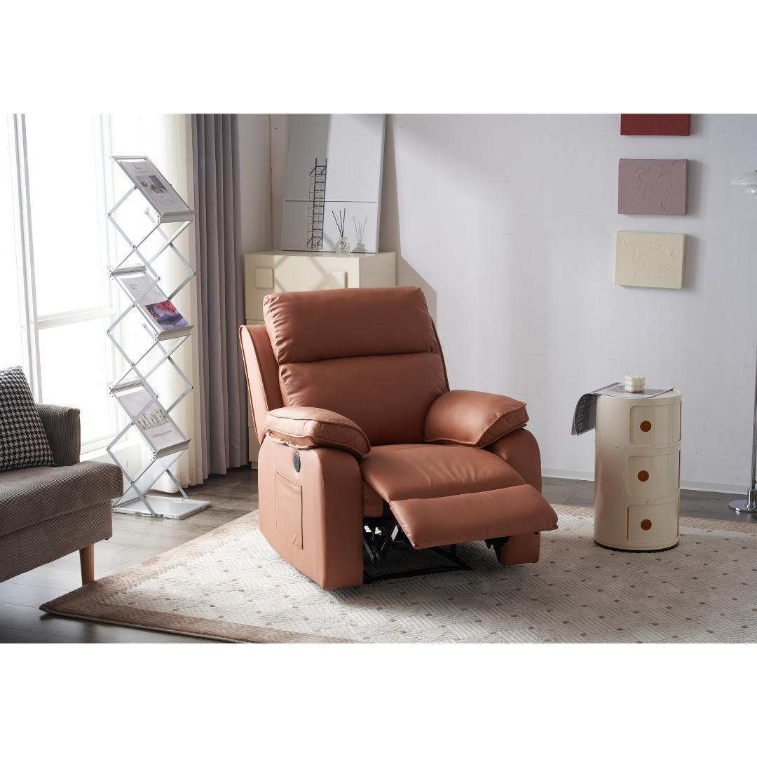 リクライニングソファー電動リクライニングソファ オットUSBポート付き【キャメル