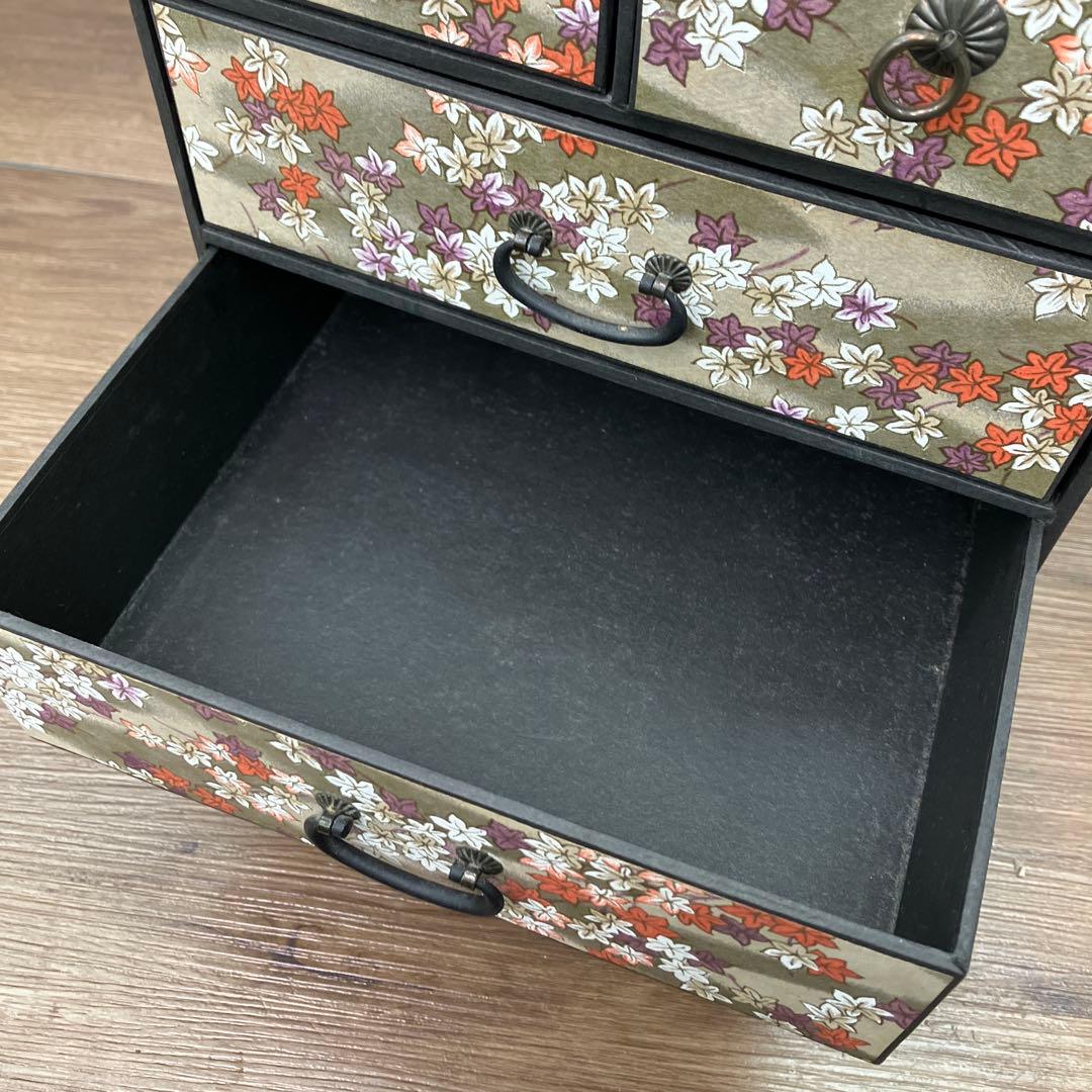 E-3 昭和レトロ 和紙貼り 小引き出し 4段5杯 チェスト 昭和レトロ 和