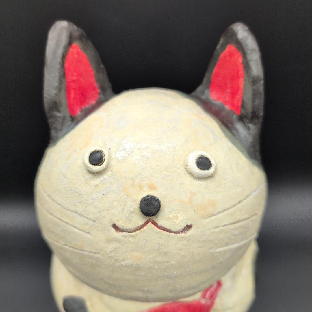 【新品未使用品】縁起物　癒し　鯛持ちネコ (白) 特大 招き猫