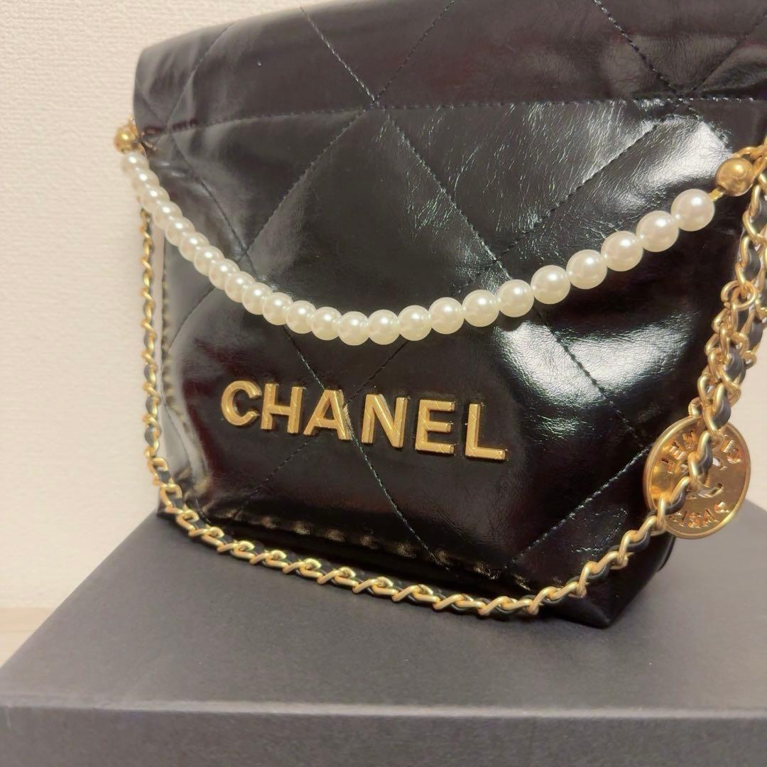 CHANEL ブラックレザー ショルダーバッグ ノベルティ 2way ポーチ付き