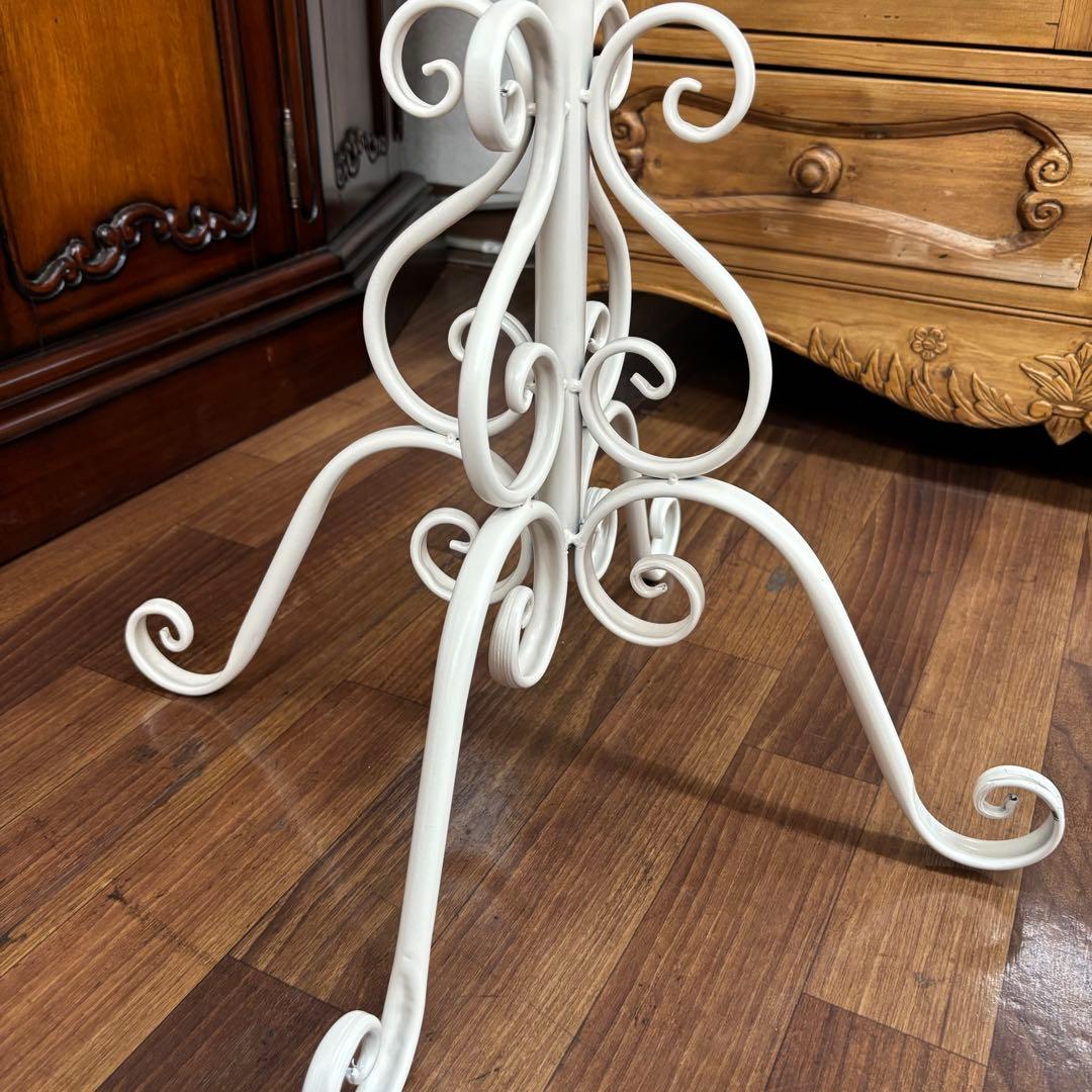 コートハンガー 白 アイアン製 ハンガースタンド 簡単組立式