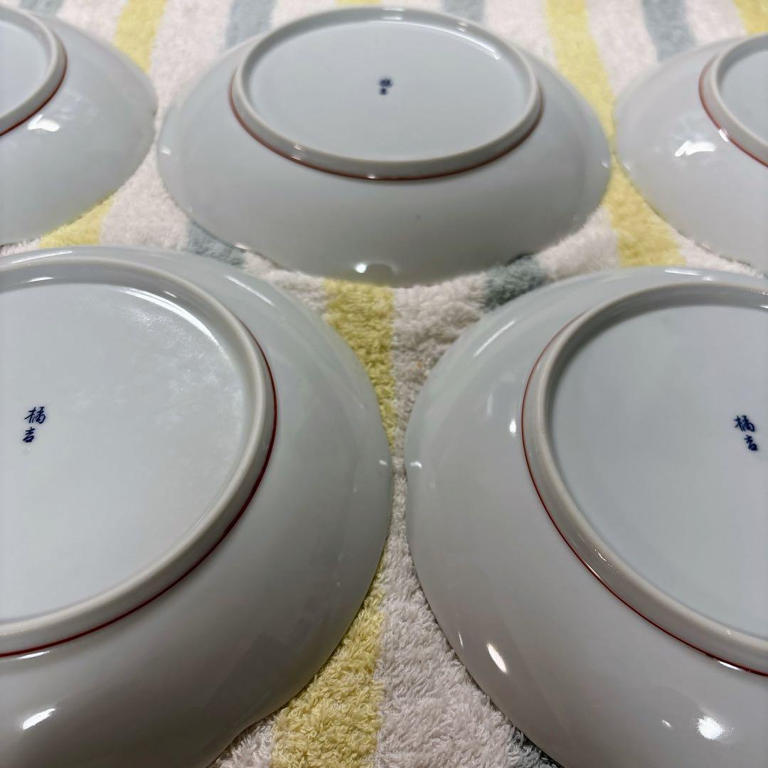 たち吉　赤絵　金彩　和皿揃　中皿　花形皿　盛皿　直径19cm