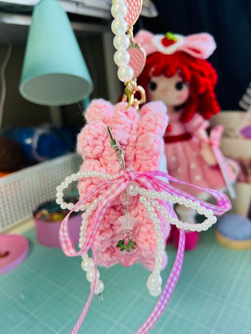 ストロベリー いちご あみぐるみ 人形 ハンドメイド セット バッグ付き