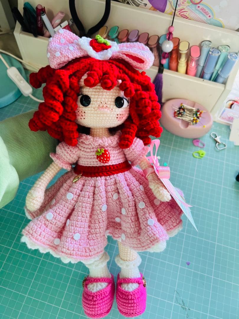ストロベリー いちご あみぐるみ 人形 ハンドメイド セット バッグ付き