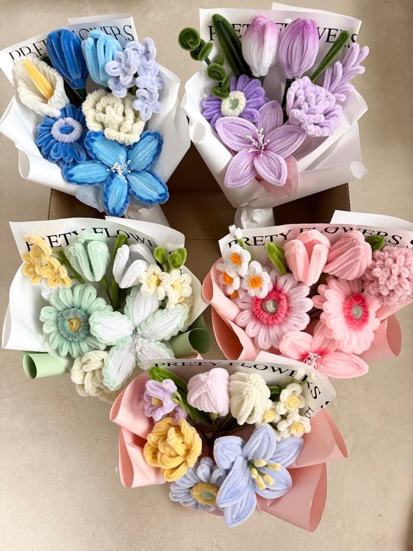 ハンドメイド フラワーブーケ 多色