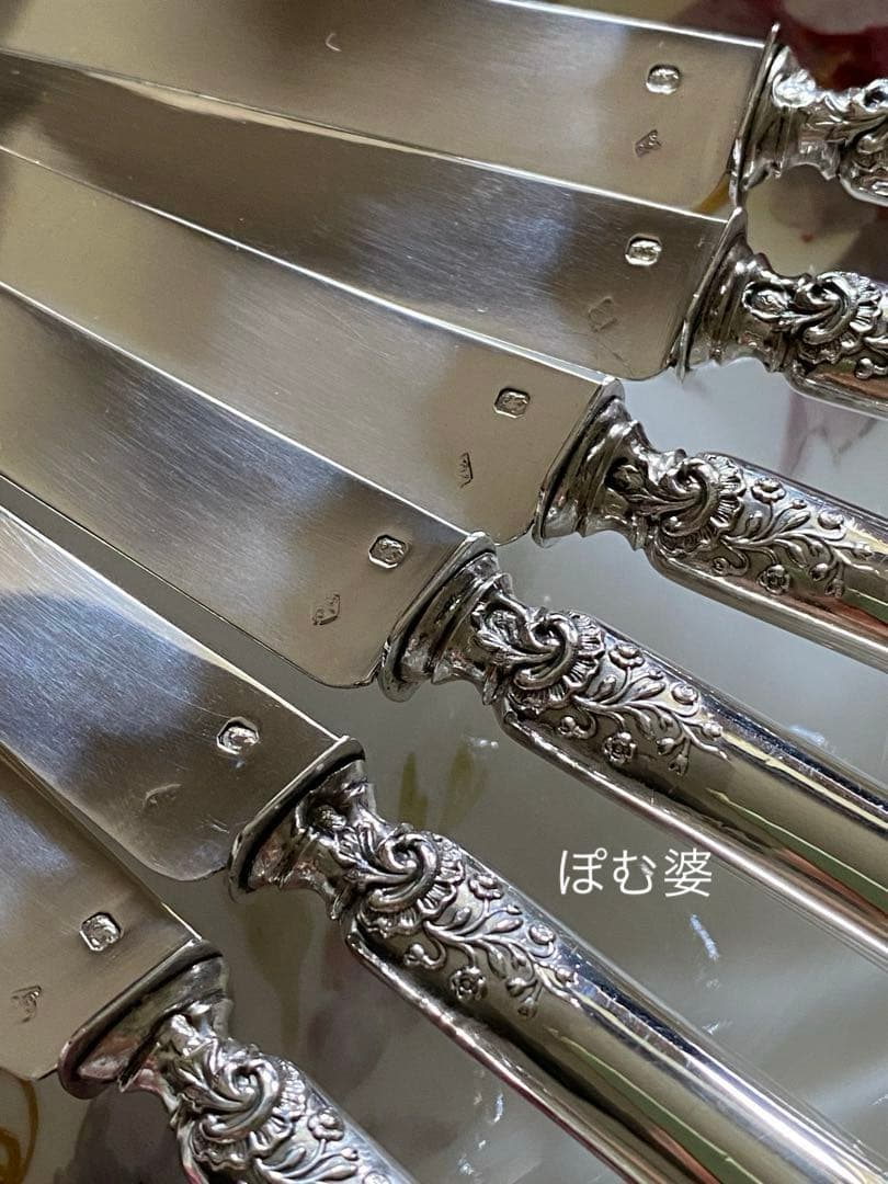 【フランス／純銀】① Denfertフォーク３本② Lapeyreナイフ２本