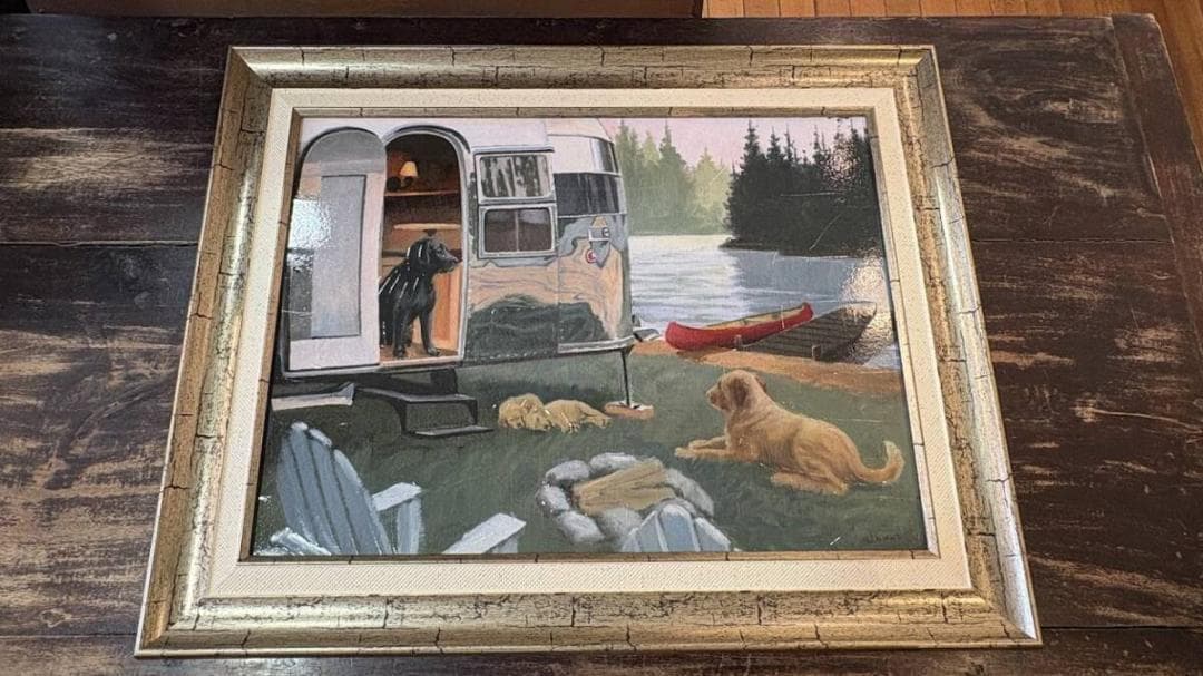 軽量 「ケイナイン キャンプ」犬と風景のアートフレーム　ラブラドール