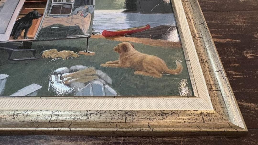 軽量 「ケイナイン キャンプ」犬と風景のアートフレーム　ラブラドール