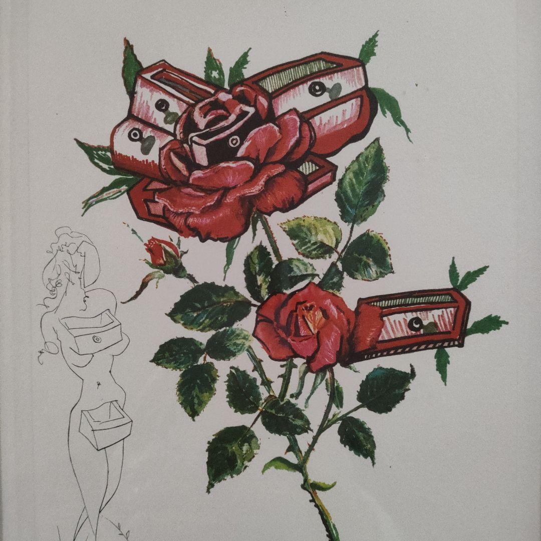 \"新品\"サルバドールダリ　銅版画『薔薇（シュルレアリスムの花）』1972年製作