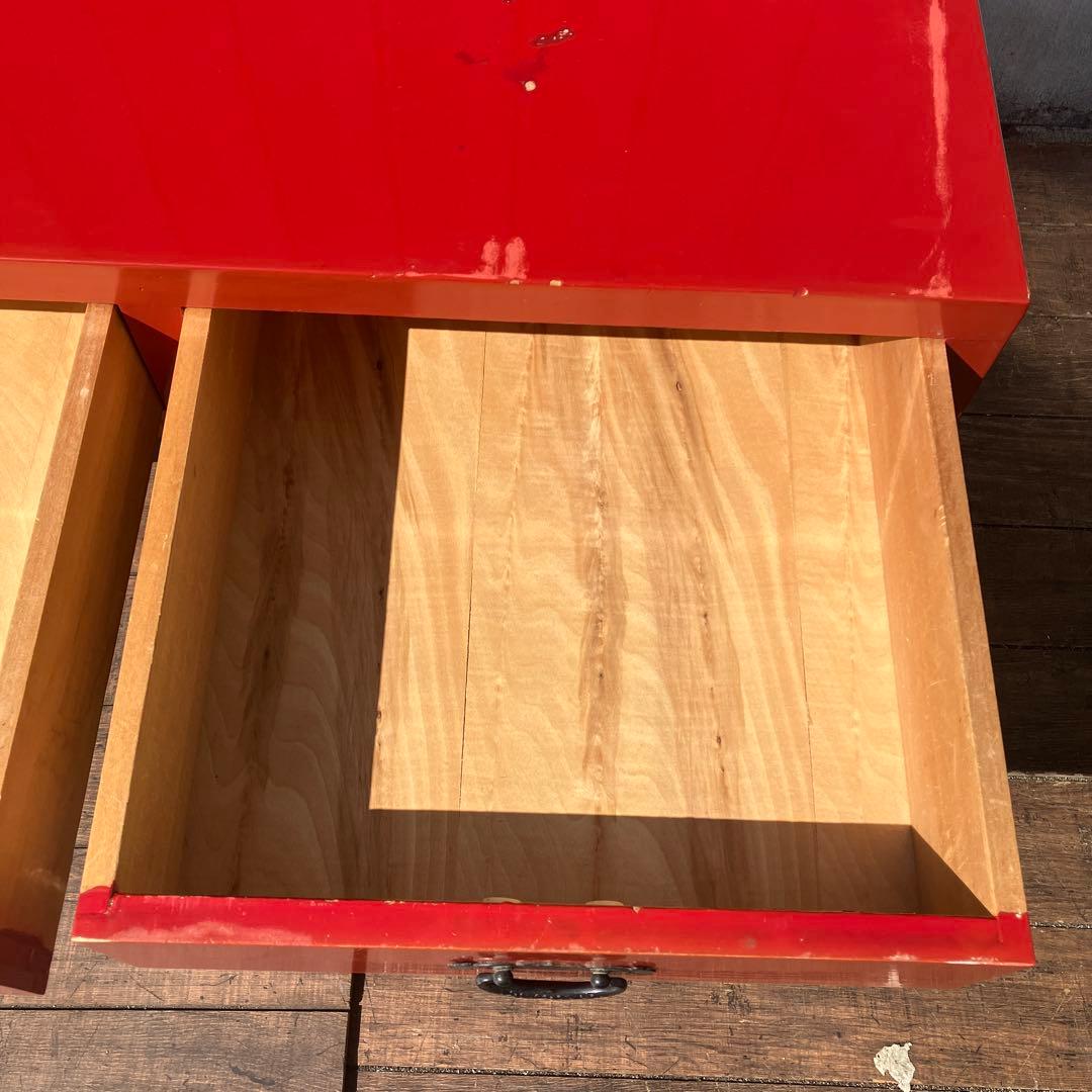 アンティーク 文机 朱塗り センターテーブル 引き出し2杯 和家具 レトロ