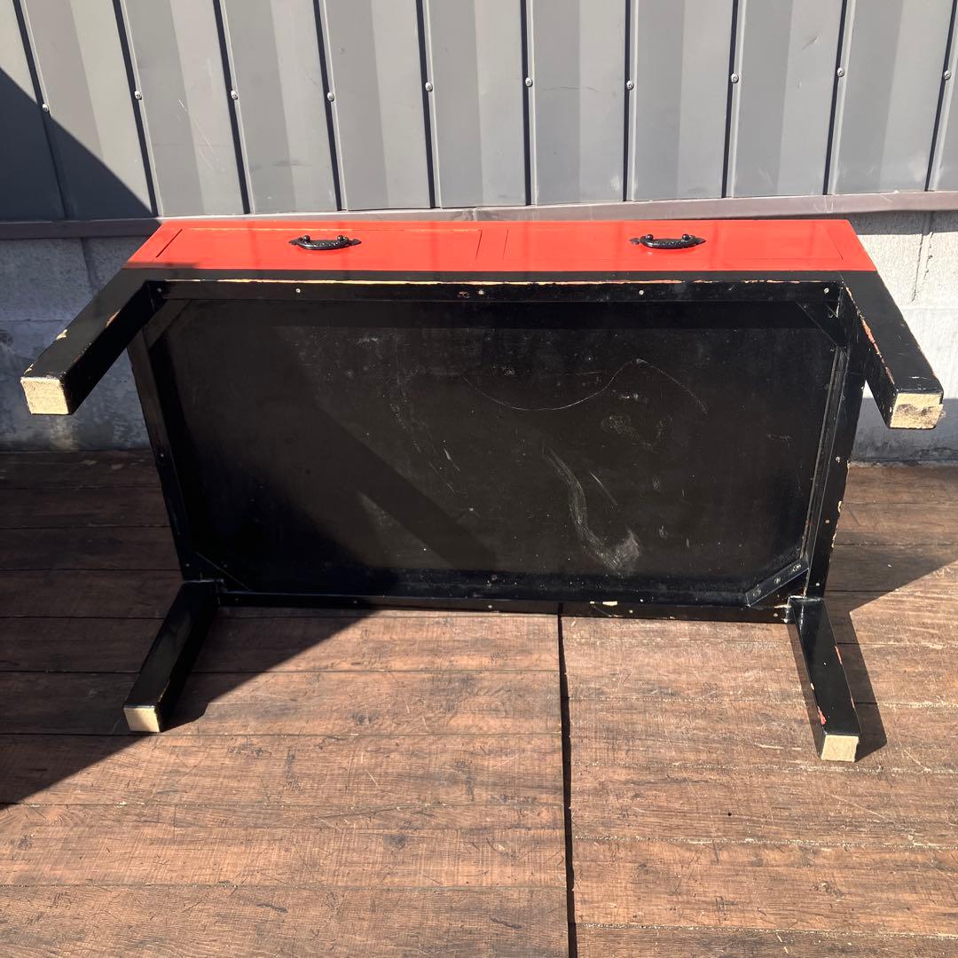 アンティーク 文机 朱塗り センターテーブル 引き出し2杯 和家具 レトロ