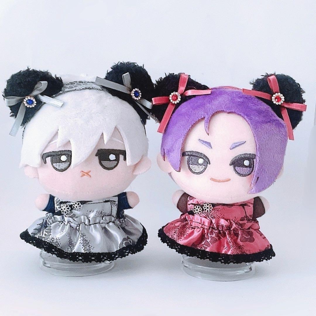 ぬい服/パンダ耳付きチャイナドレス2着セット/ちびぐるみサイズ
