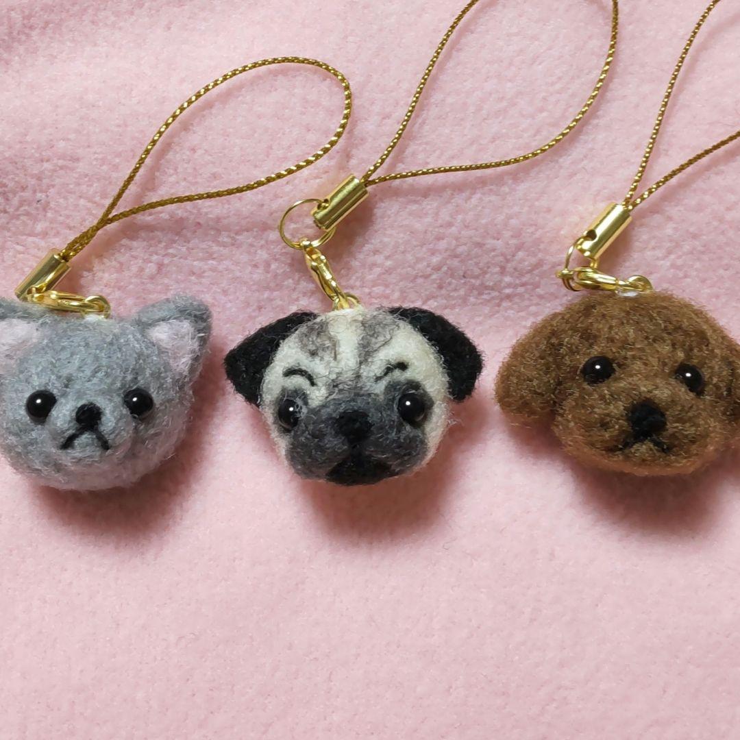 【オーダー受付中】羊毛フェルト 動物 犬 猫 など ストラップ ハンドメイド