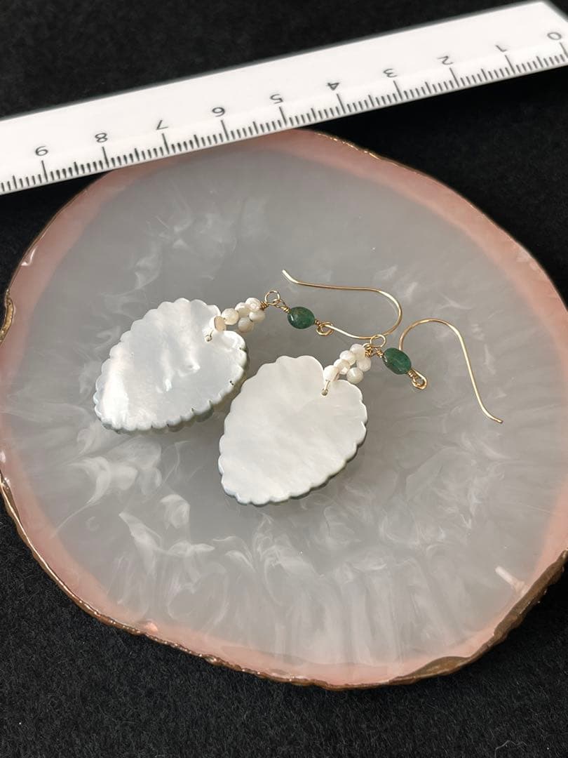 モスアゲート×マザオパタブレットピアス