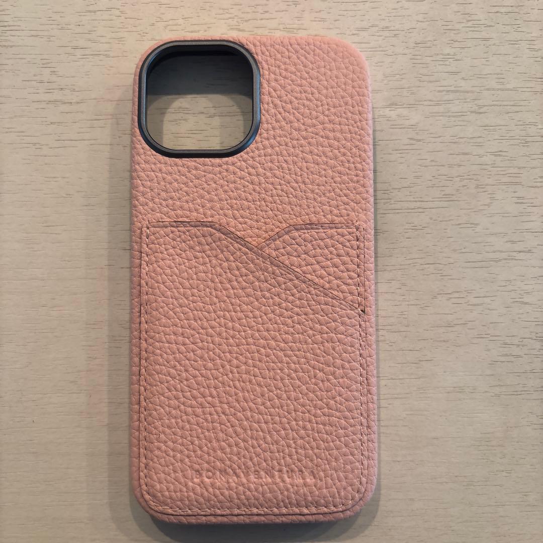 ボナベンチュラ　バックカバーケース シュリンクレザーiPhone15サクラピンク