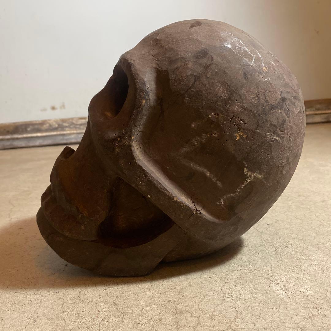 ドクロ　呪物　木彫り　置物　ハンドメイド
