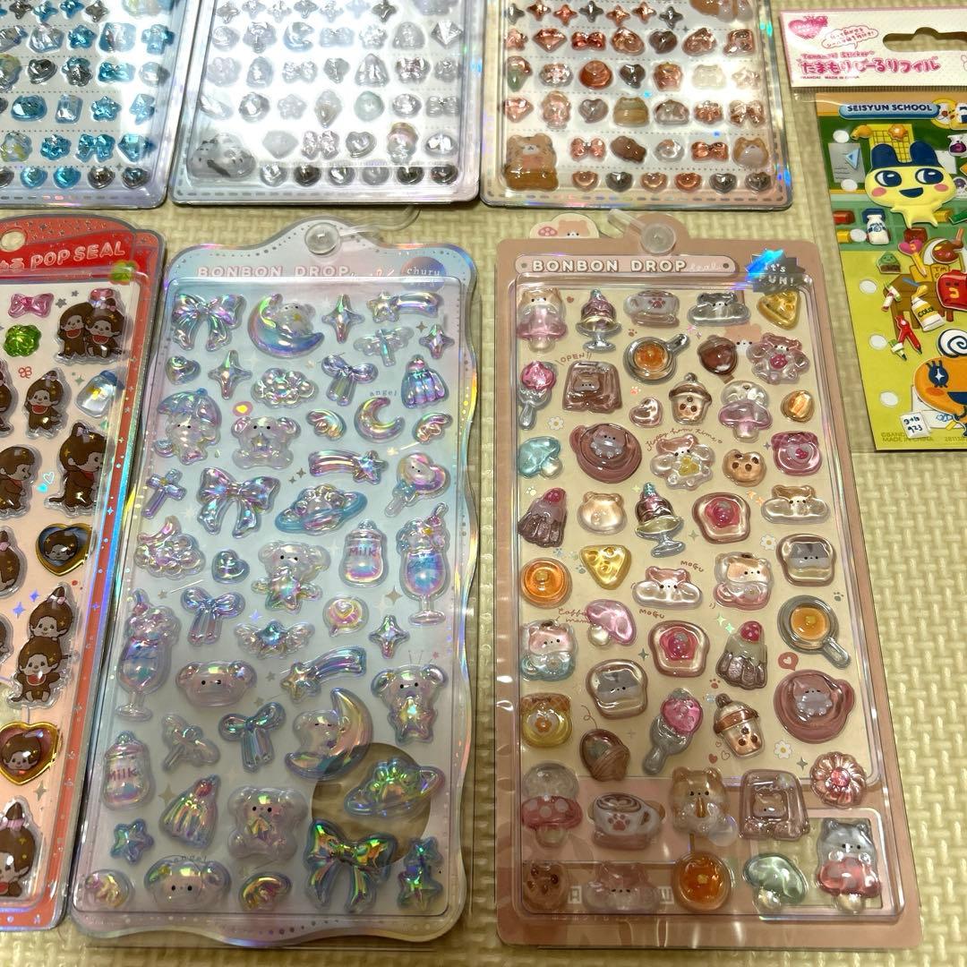 うるちゅるシール、ボンボンドロップシール、たまもりしーるセット