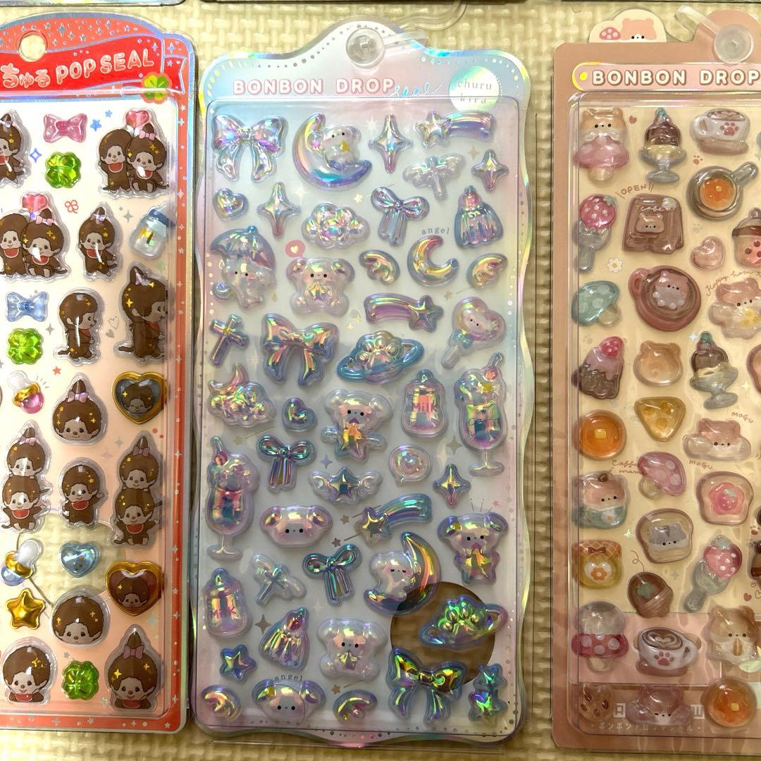 うるちゅるシール、ボンボンドロップシール、たまもりしーるセット