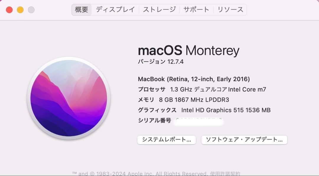 MacBook 12インチ 2016 m7 8G 256GB US配列 英字配列