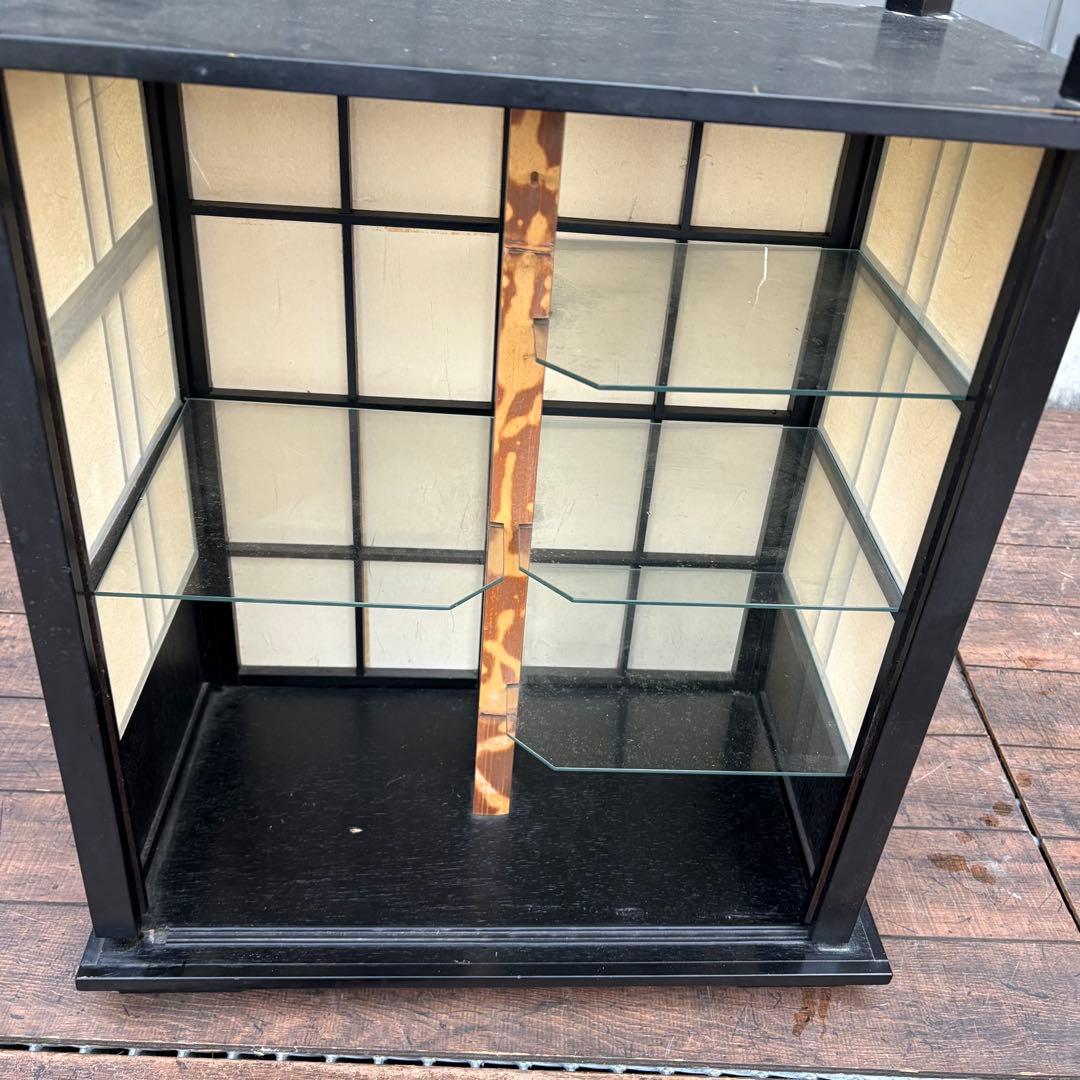 C壁 昭和レトロ 木製 茶箪笥 茶棚 ガラス戸 飾り棚 サイドボード 古家具