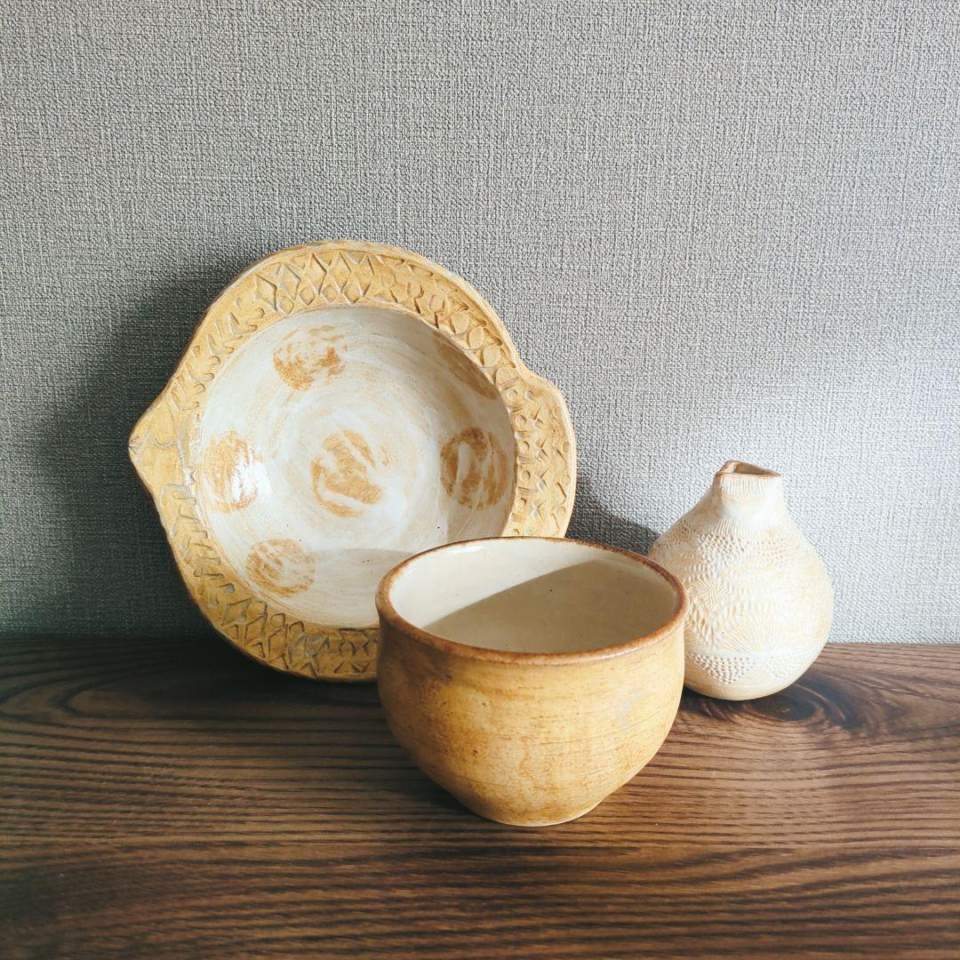 最終価格 新品 工房いろはさんのお皿と花器3点セット② やちむん 工房イロハ