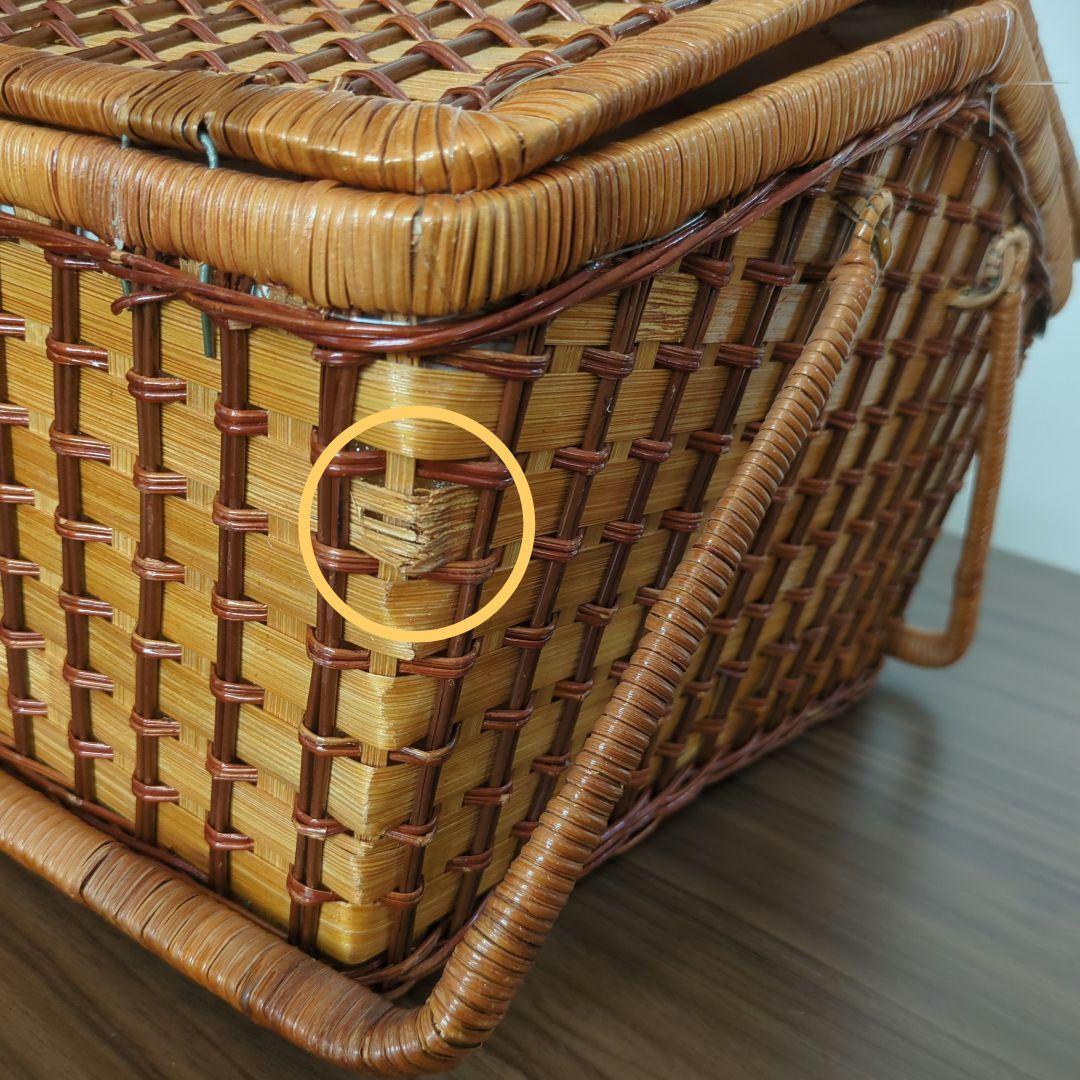 籐バスケット かごバッグ ピクニック ヤクルト 平成レトロ
