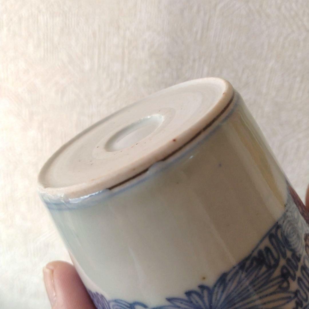 古伊万里染付線描き菊花文様蕎麦猪口江戸後期