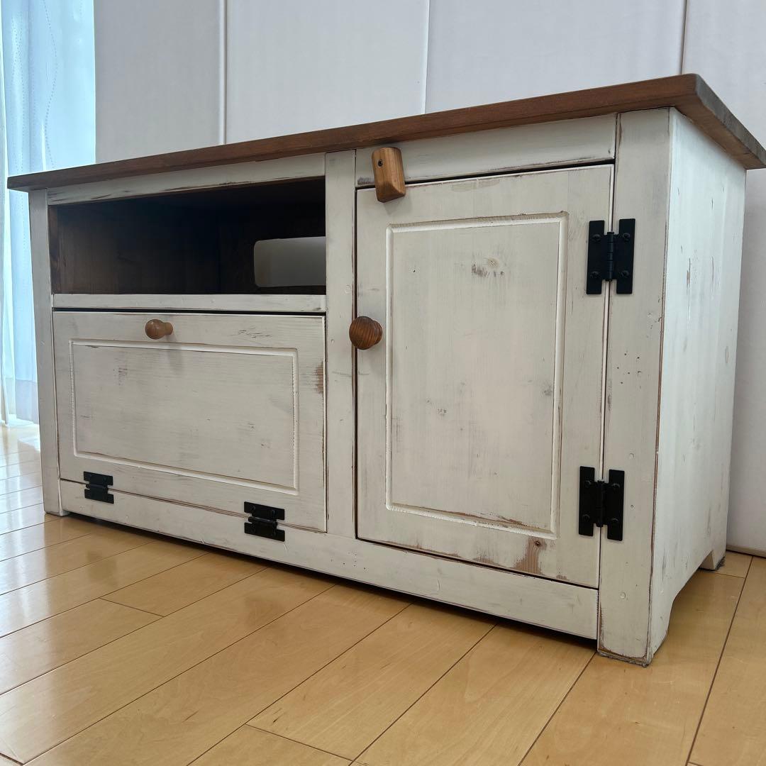 フレンチカントリー　ホワイト　ラスティック　テレビボード　アンティーク　シャビー