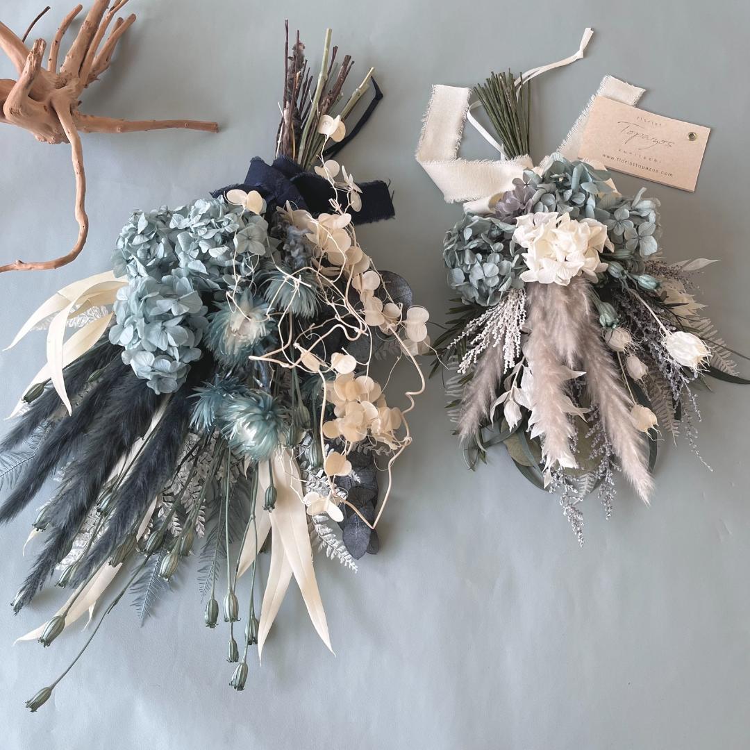 シックなブルーグリーンの紫陽花スワッグL タイプB（ブーケ）　再販10回以上