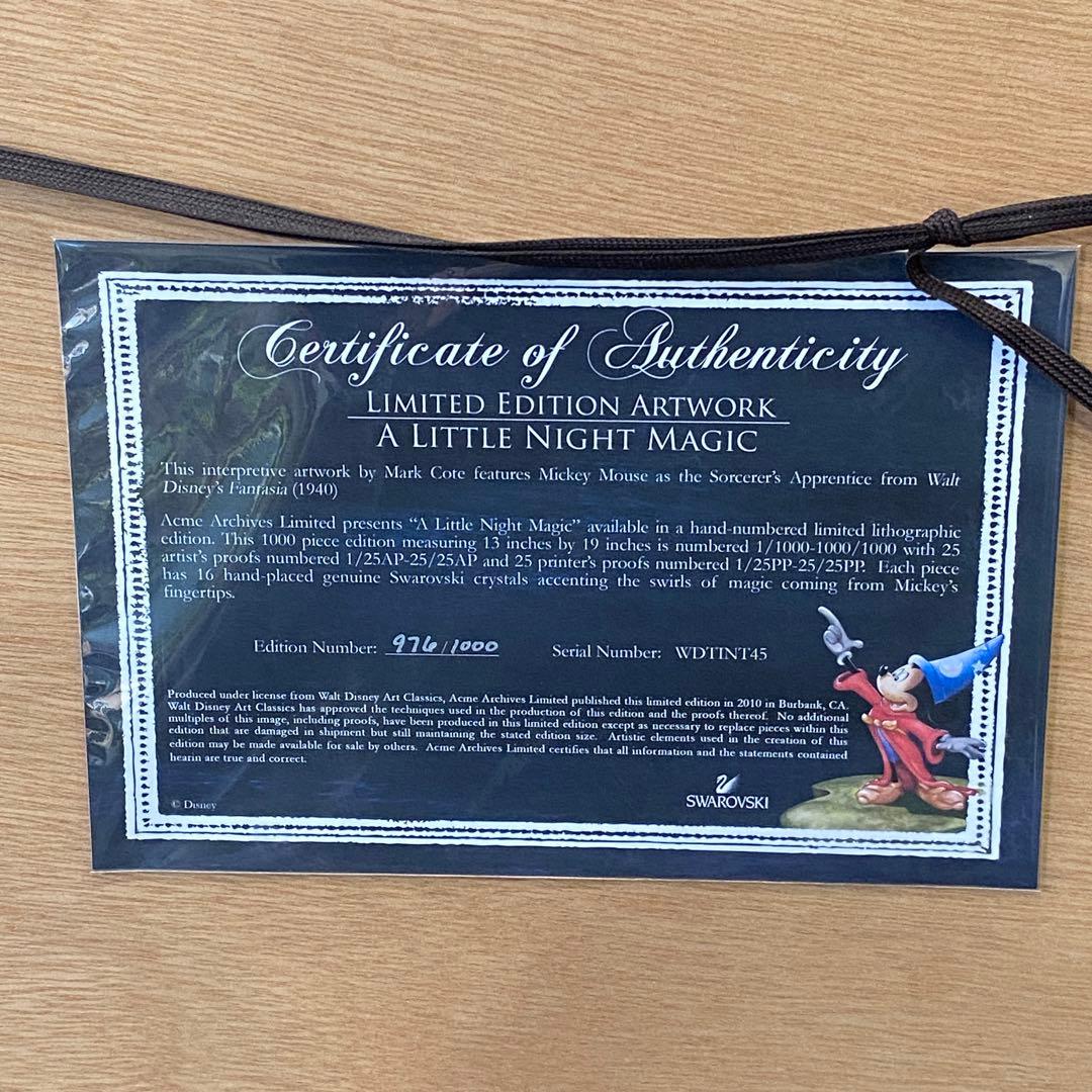【美品】ミッキー魔法使い 限定版　スワロフスキー　エディションリトグラフ　アート