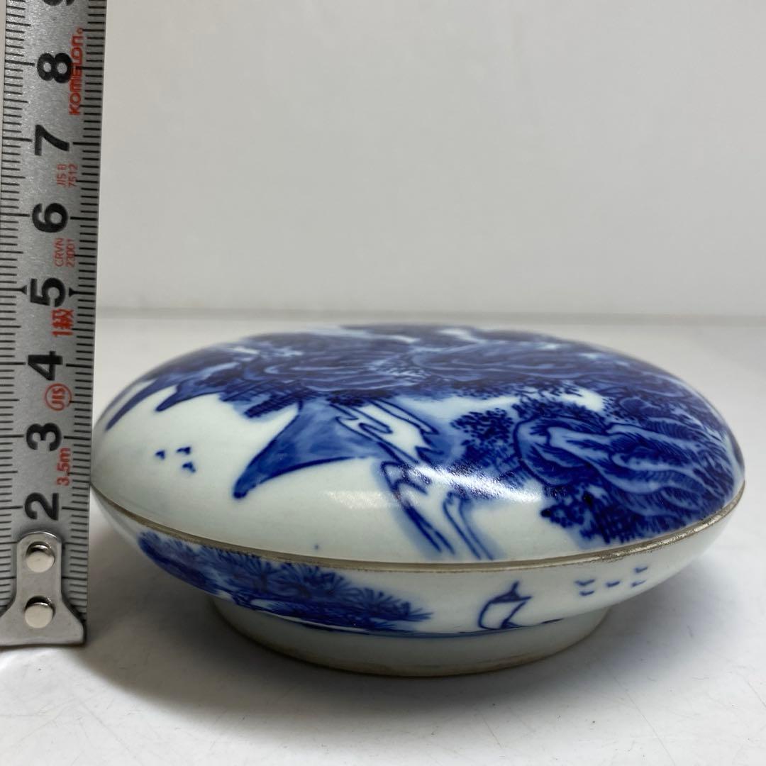 中国清時代　大清光緒年製　青花香合　幅約10.2㎝　タサオサ　東さ8-0328②