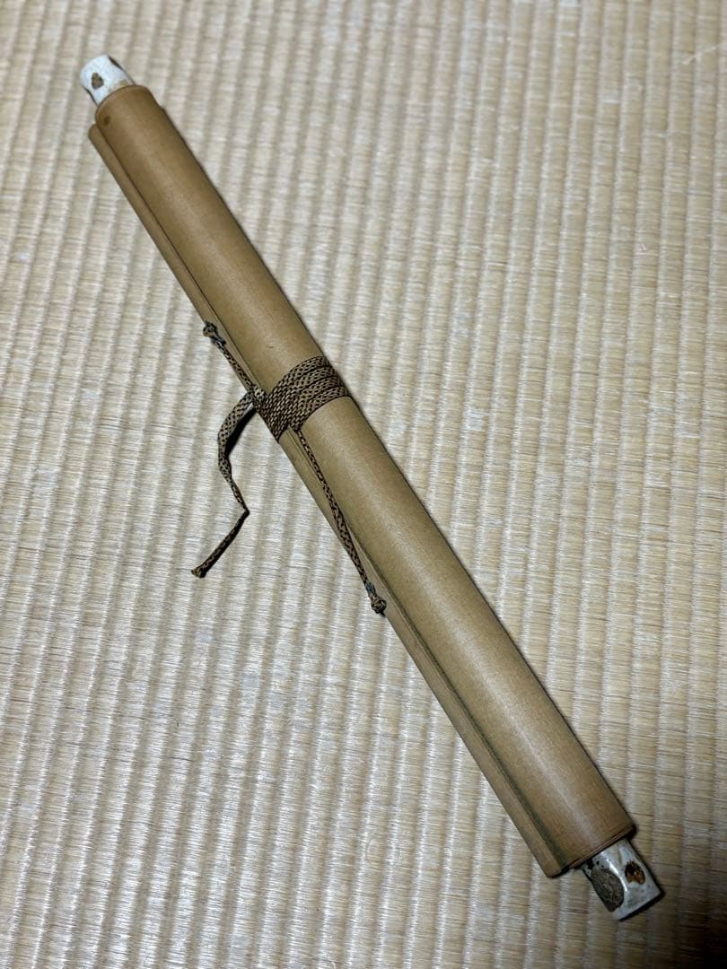 掛け軸 山と人自転車の水彩掛軸風景図 掛け軸 在銘　紙本 時代物 6D1213