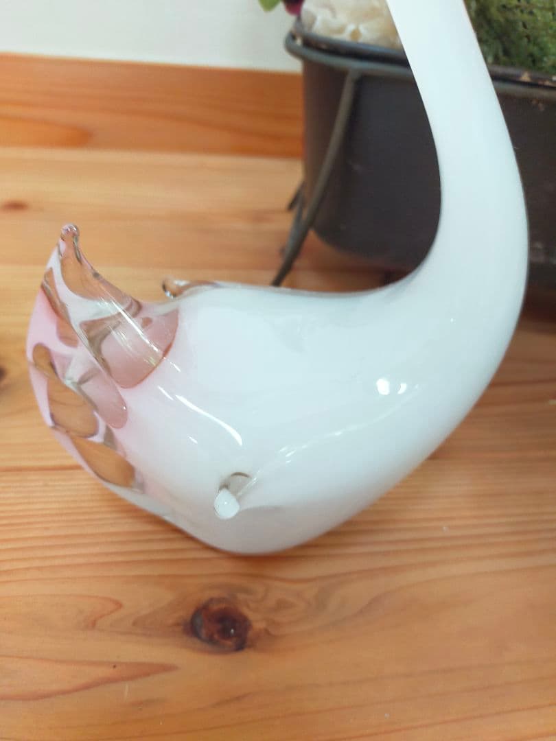 IDEE 秋山花 アート 琉球ガラス 白鳥 猫 フラワーベース