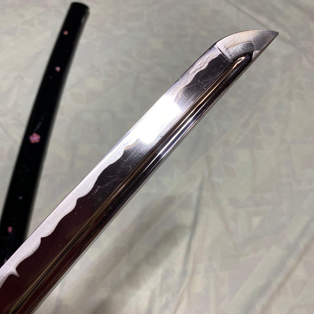 格安高級居合刀 濃緑柄 桜花透し木瓜鍔 螺鈿桜花入黒呂鞘