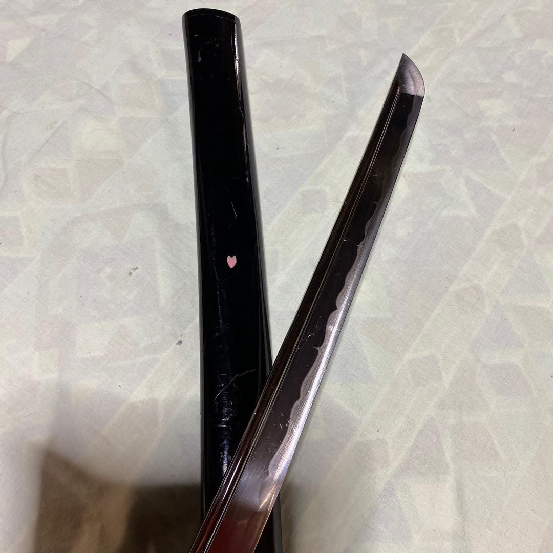 格安高級居合刀 濃緑柄 桜花透し木瓜鍔 螺鈿桜花入黒呂鞘