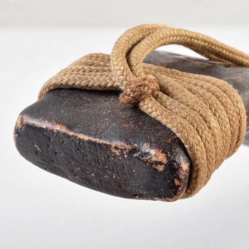 仏教美術　陶器製　黒釉　漢詩文　如意　時代箱付　C　R9596