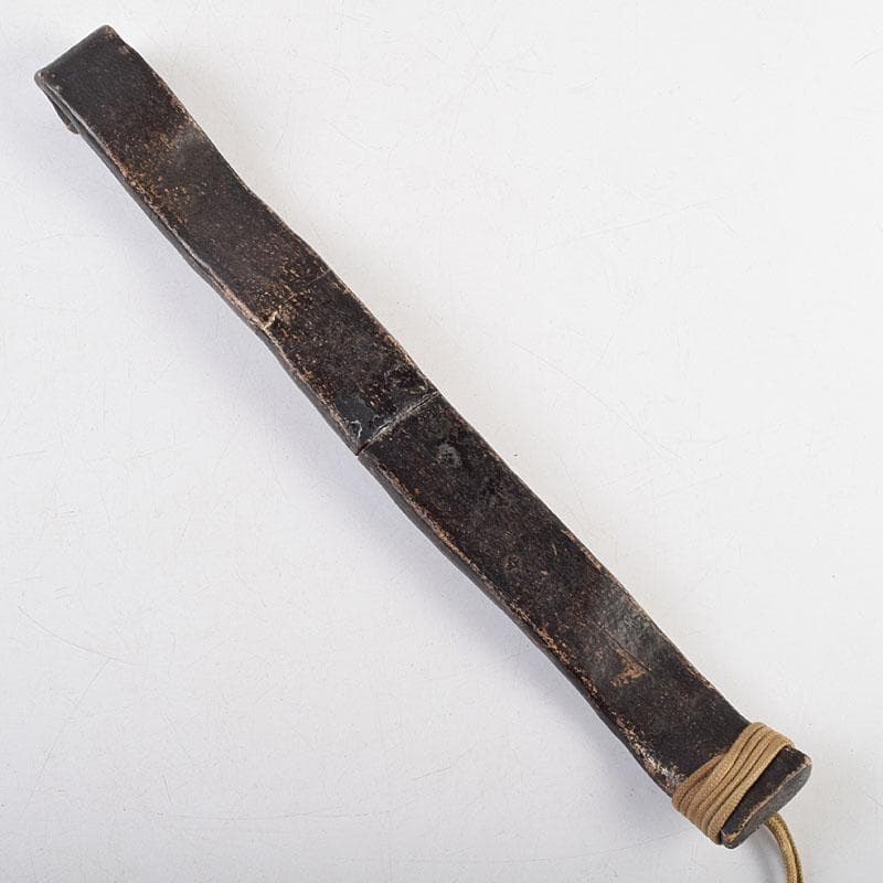 仏教美術　陶器製　黒釉　漢詩文　如意　時代箱付　C　R9596