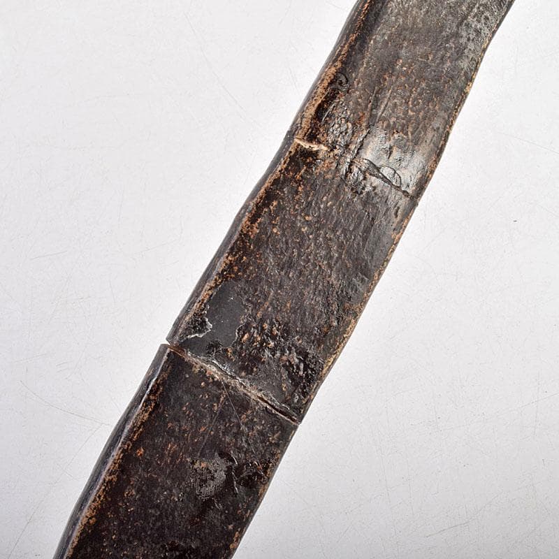 仏教美術　陶器製　黒釉　漢詩文　如意　時代箱付　C　R9596