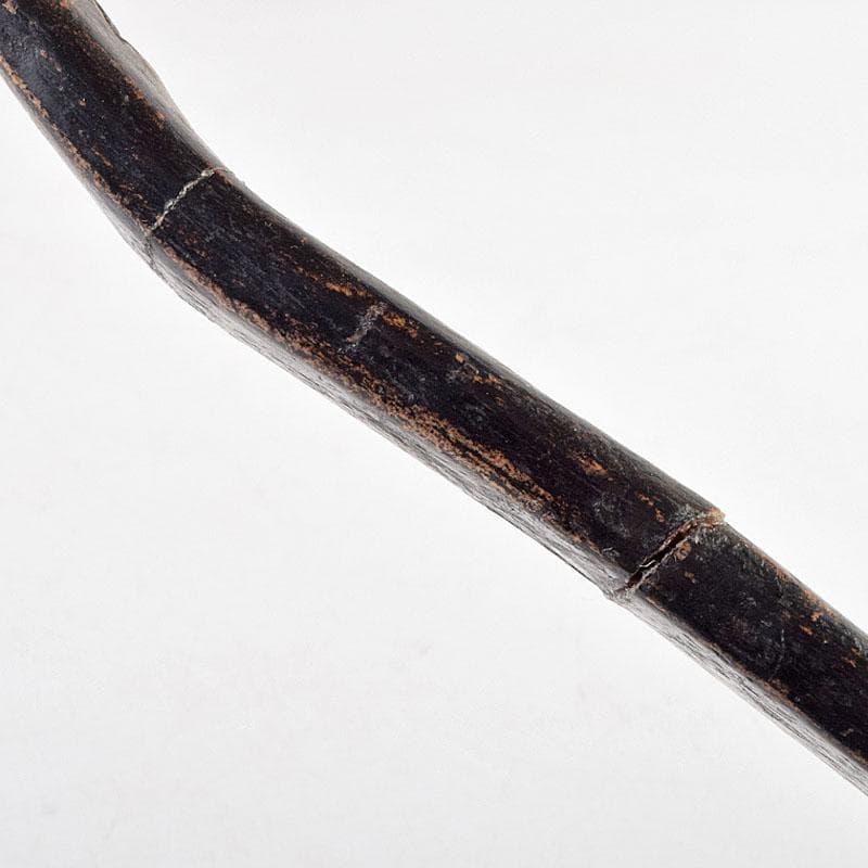 仏教美術　陶器製　黒釉　漢詩文　如意　時代箱付　C　R9596