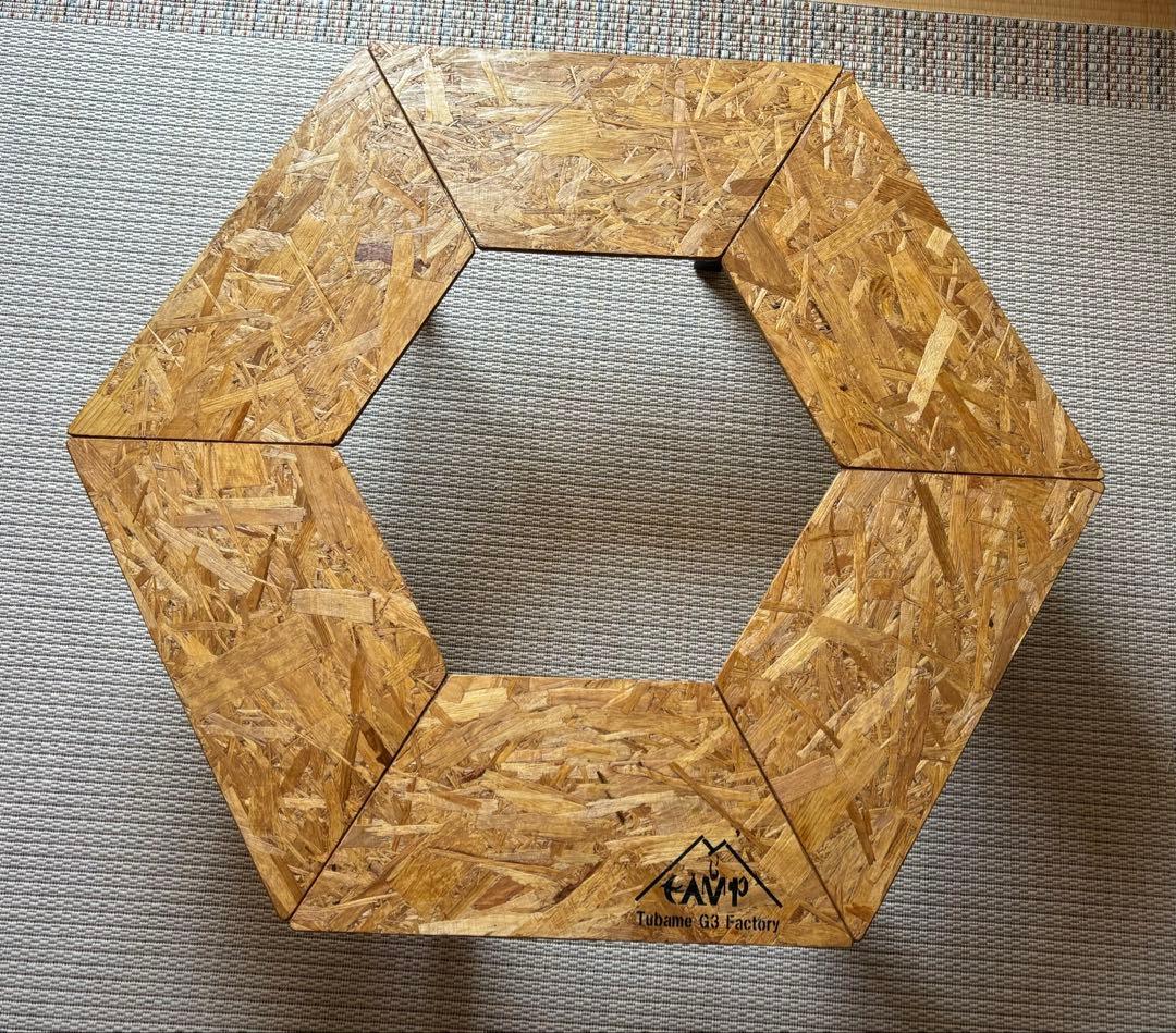 ヘキサテーブル50 センターテーブル付き　チークニス仕上げ　FHC60t