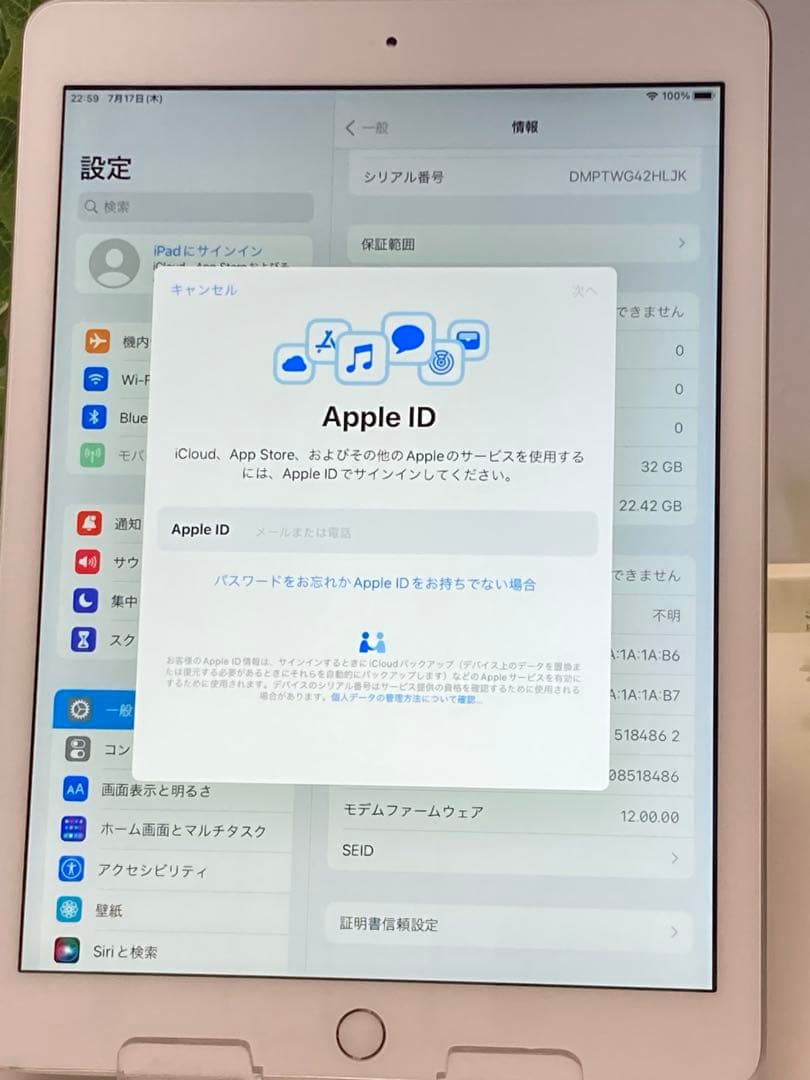 iPad 第5世代 MP1L2J/A SIMフリー ドコモ バッテリー92%⭐️