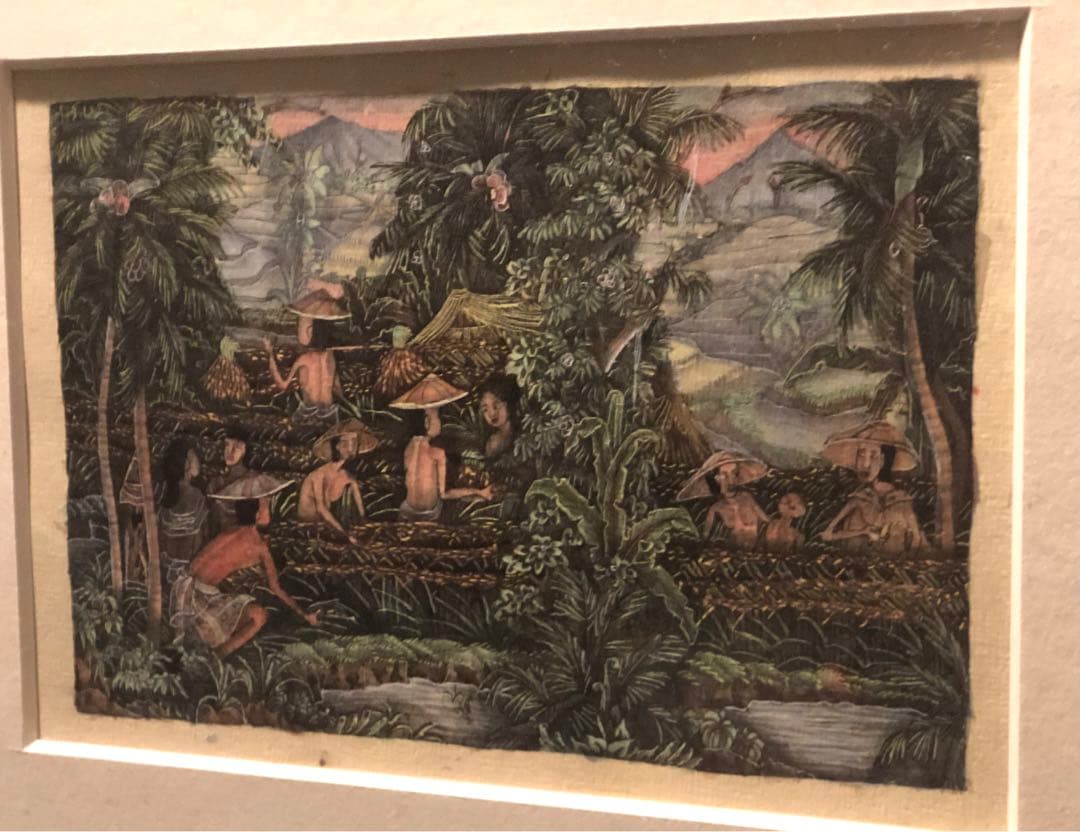 バリ島ウブラ　オリジナル細密画　手彫りの額入り
