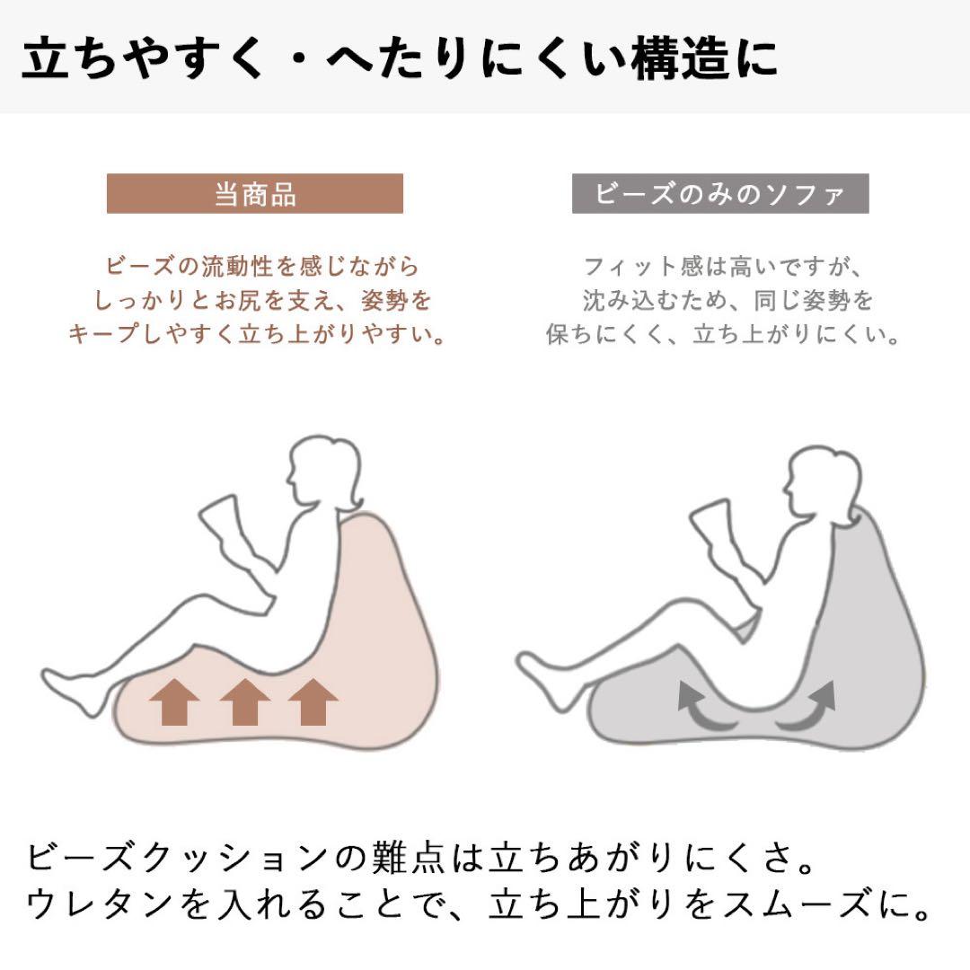 新品 ビーズソファ 単品 アイボリー ビーズクッション 1人掛け 座椅子 大きい