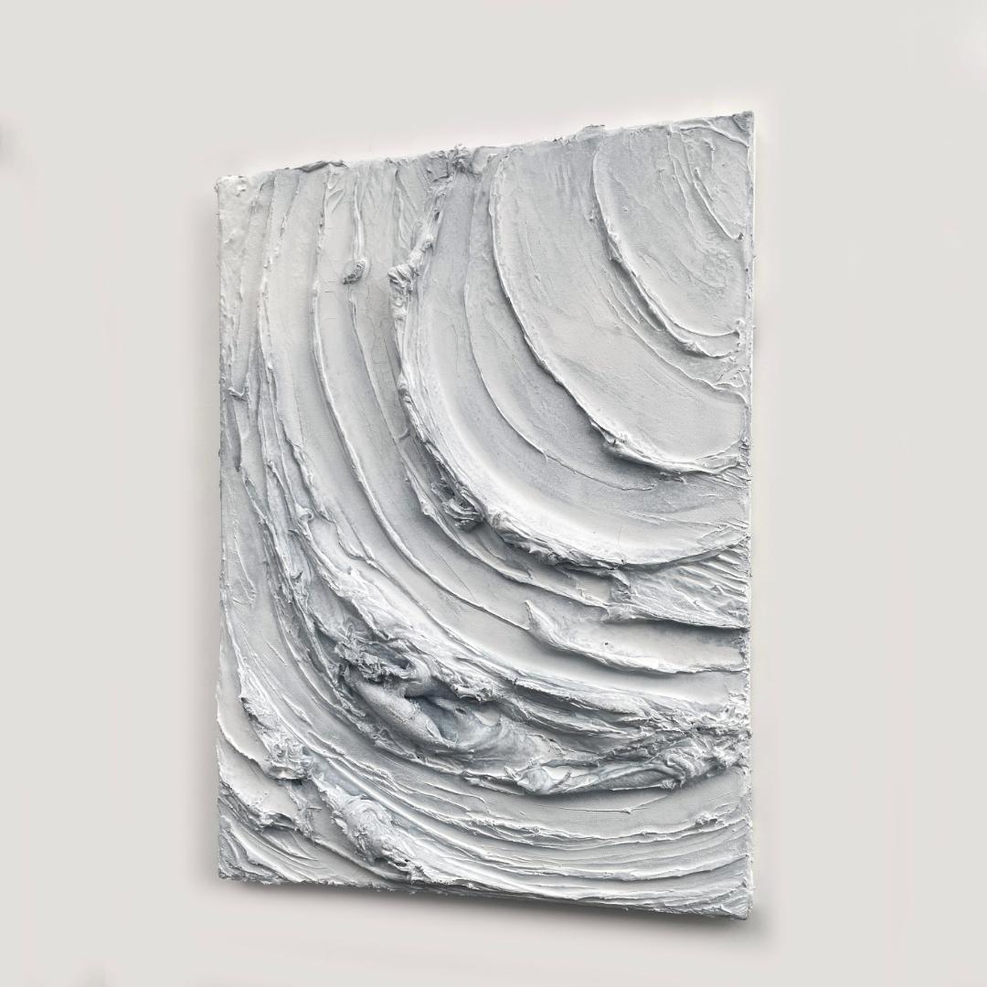 テクスチャーアート｜F4 抽象画　絵画　現代アート　ストリートアート　パネル　白