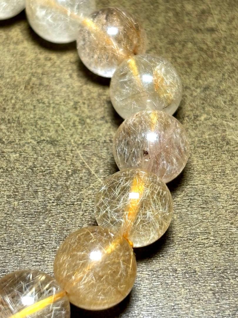 【新入荷】高品質　ゴールルチルクォーツブレス11㎜後半（新品未使用）金運最強！！