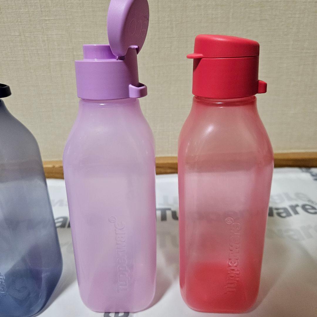 【新品】タッパーウェア スクエア エコボトル 500mL　４個フリップキャップ