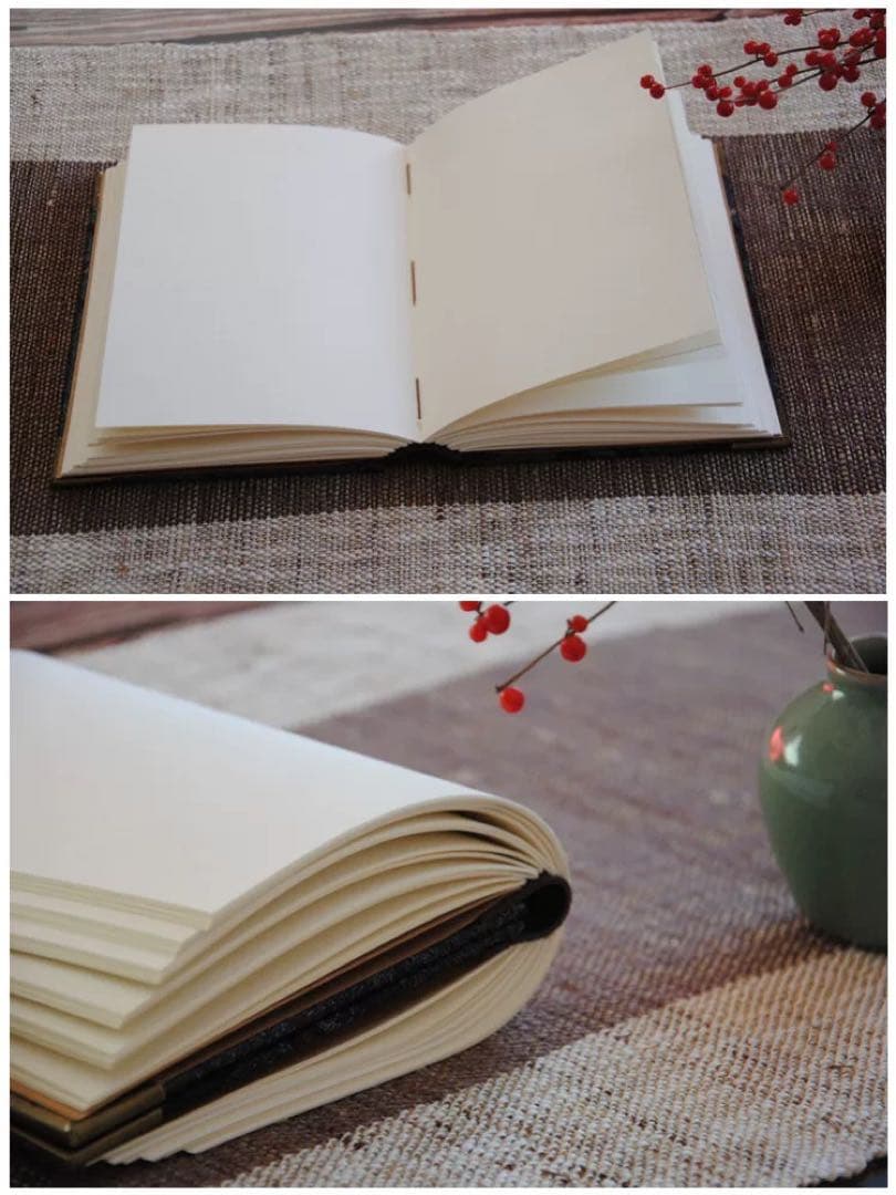 高品質手作りA5レザーノート 高級筆記用紙刺繍布表紙 手縫い製本 万年筆対応