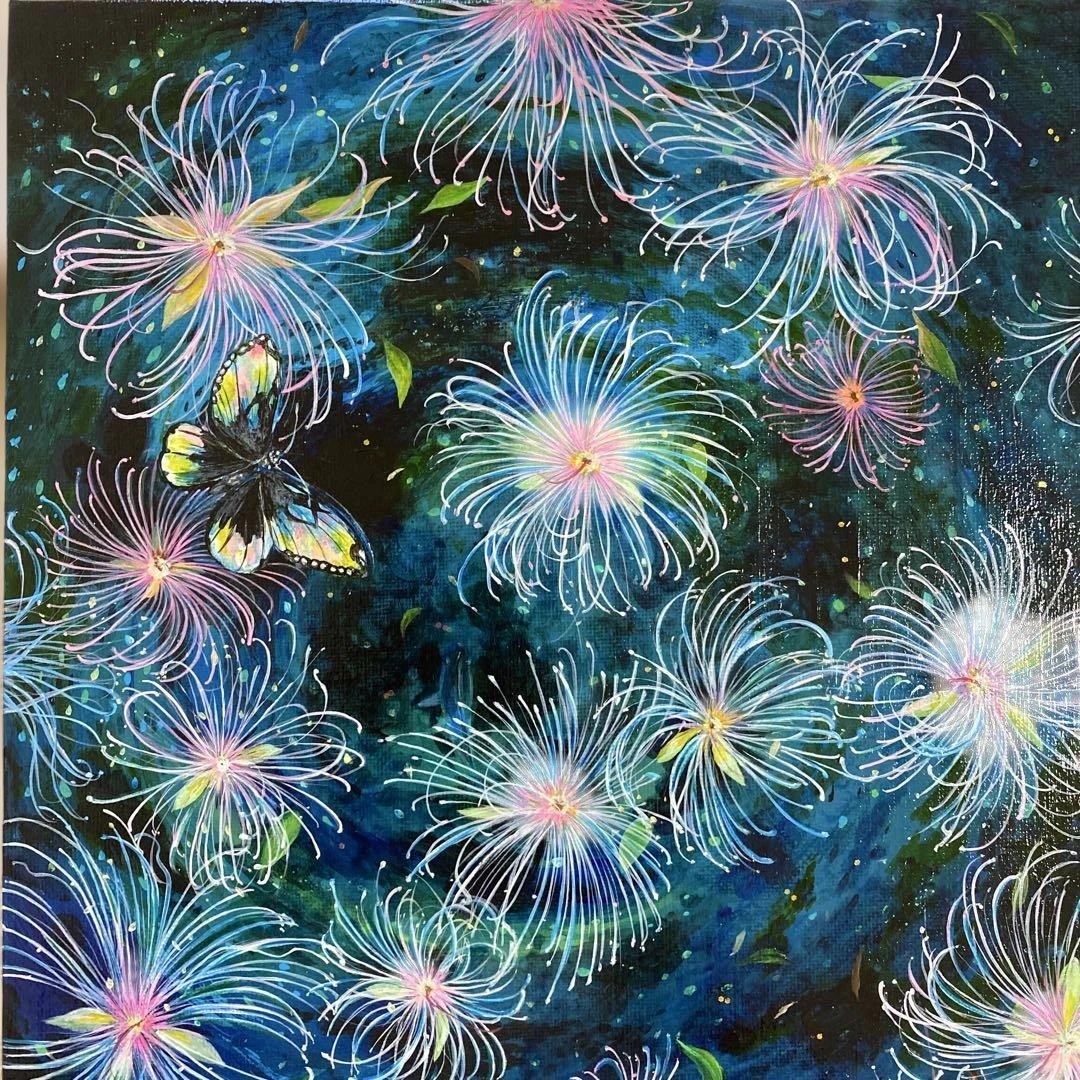 絵画　サガリバナ　アクリル画　夏の絵