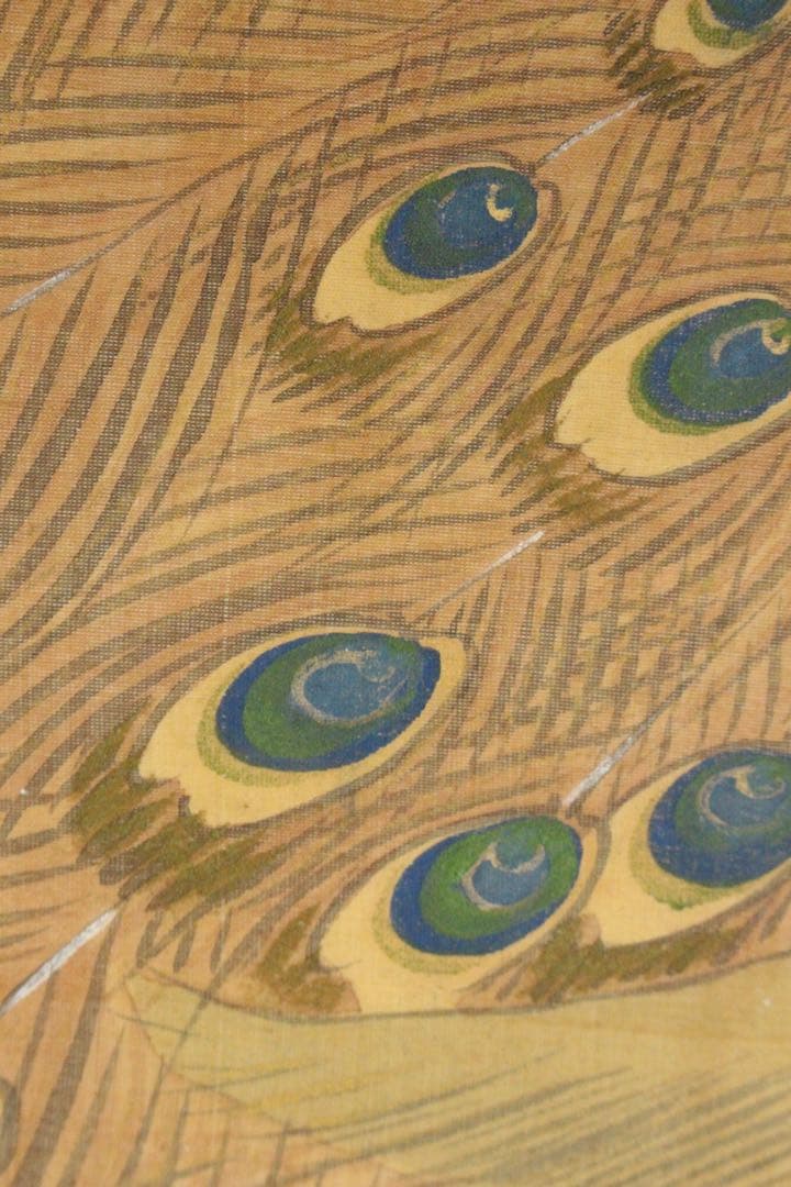 Ni5604 掛軸　在銘　伸祐　桜花双孔雀図　絹本着色　日本画　花鳥　送料無料